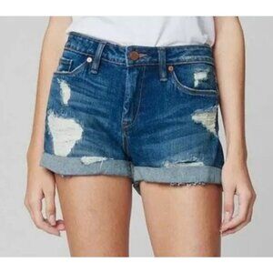 New BlankNYC Fulton Roll Up Denim Jean Shorts Womens 14W Blue Distressed